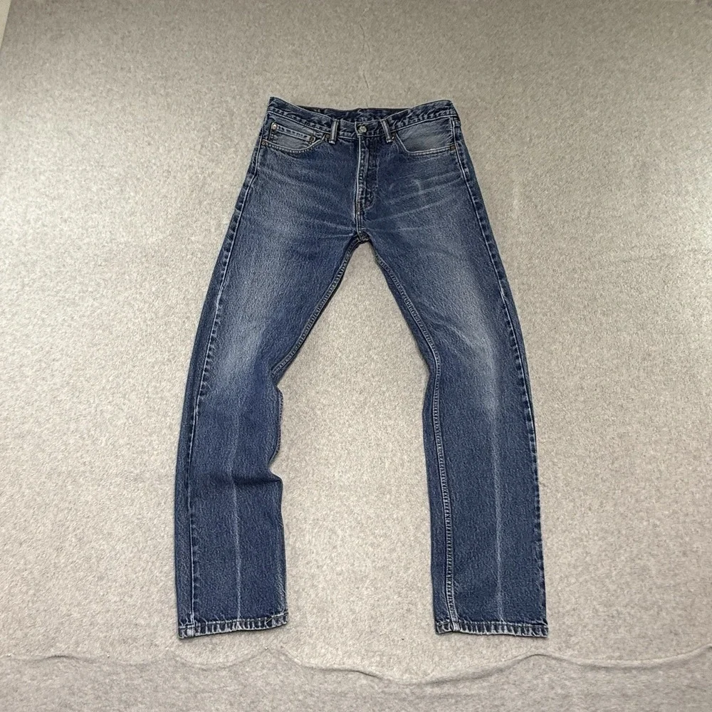 Levi's 505 Jeans Mens 34x34 Blue‎ Regular Straight Dark Wash Denim